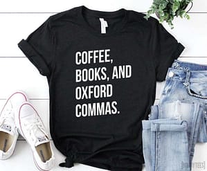 Coffee_Books_Oxford Black t-shirt with white slogan