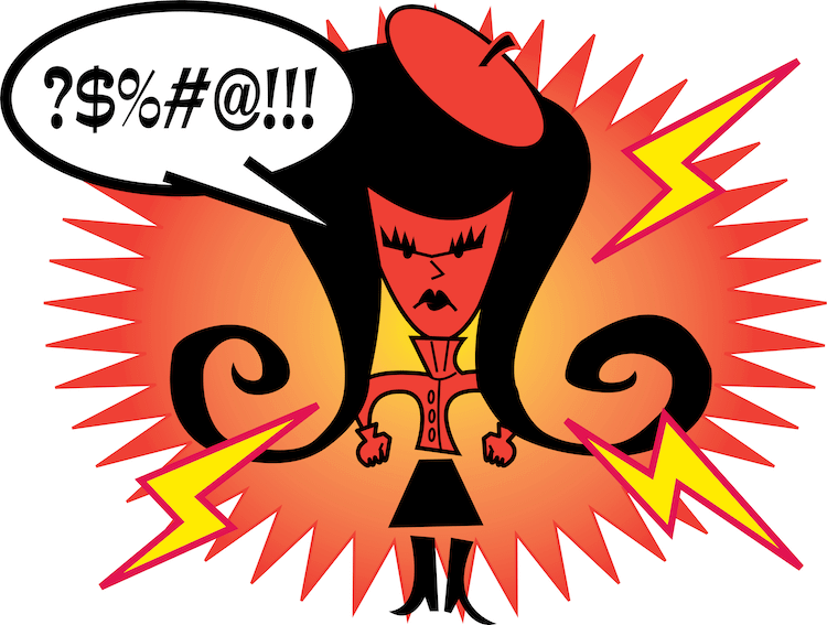 Depositphotos_Angry_Girl_Cursing Cartoon of girl wearing a beret with lightning bolts leaving her